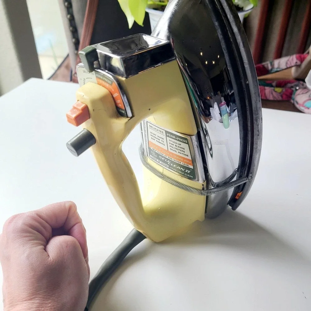 Vintage GE General Electric Self Clean II Iron Model Yellow/Avocado Green/Orange